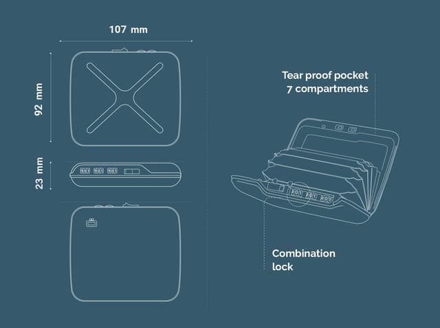 Detalle 2 de ÖGON -DESIGNS- Code Wallet Aluminium-Geldbörse mit Zahlenschloss, RFID- und Anti-Entmagnetisierungsschutz