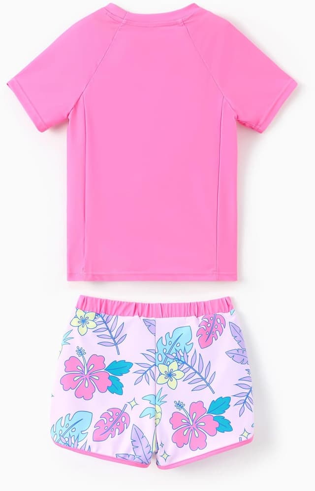 Detalle de Disney Frozen Elsa Princess Girls Two-Piece UPF 50+ Quick-Dry Swim Rashguard Set