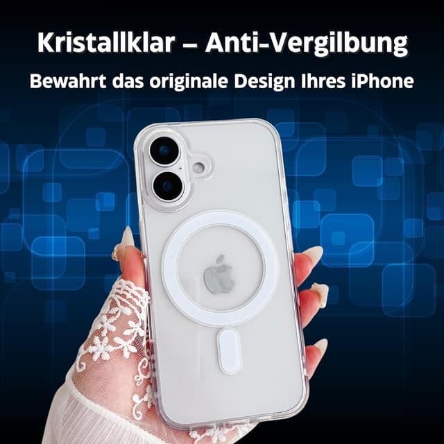 Detalle de JOKIPE Magnetische Hülle für iPhone 13 Pro Max – transparente stoßfeste TPU-Hülle mit MagSafe-Magneten