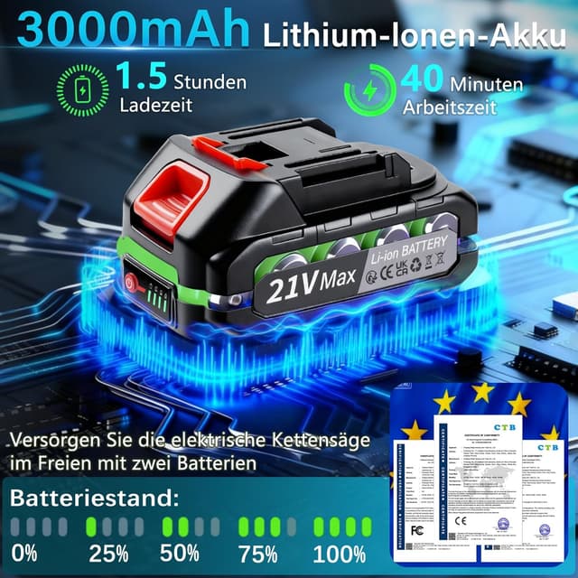 Detalle de Goldsea Mini Akku-Kettensäge 18V für 6 Zoll