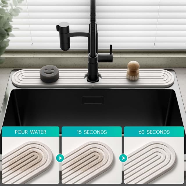 Thumbnail 2 de DEJUPE Stone Faucet Mat 23.6" sink tray