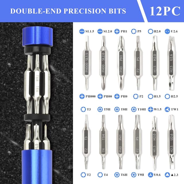 Detalle 2 de PRIDE&CRAFT 24-in-1 Precision Screwdriver Set (Blue) – Glasses repair and electronics bits