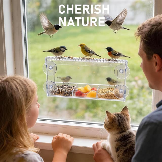 Thumbnail 5 de SUPERFA Clear Window Bird Feeder with 4 Suction Cups