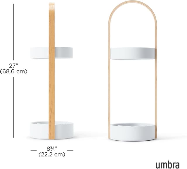 Detalle de Umbra Bellwood Portaparaguas de Acero Blanco/Natural ☂