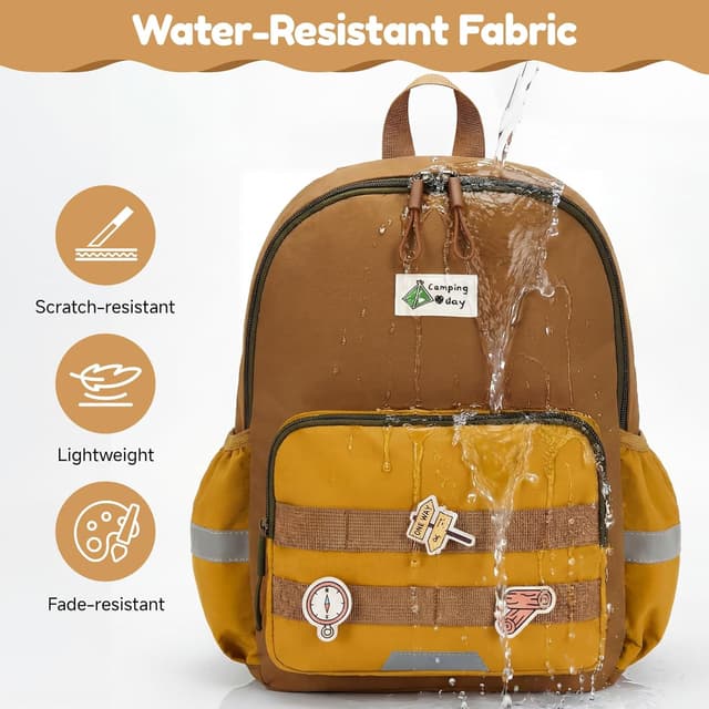 Thumbnail 6 de PROTAURI sac à dos enfant maternelle avec sangle de poitrine et bandes réfléchissantes (kaki, 3–7 ans)