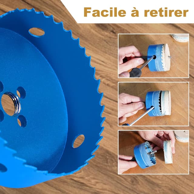 Detalle de HYCHIKA Scie cloche 100 mm en bi-métal HSS M42 pour bois, plaques de plâtre et plastiques souples