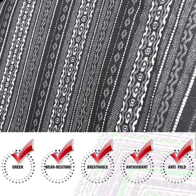 Detalle de AUTOYOUTH 2+1 Van Seat Covers Set (Baja Retro Ethnic Style) – Padded triple-layer spill protection for Transit, T4/T5, Vivaro (Gray)