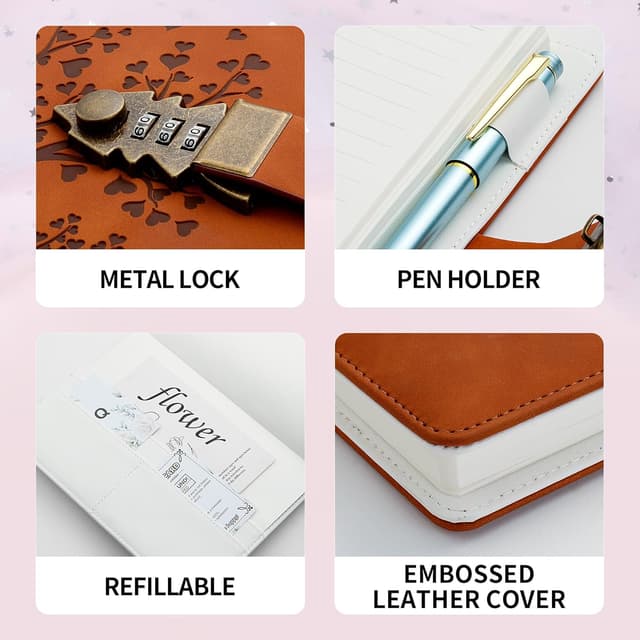 Detalle de Herzförmiges Tagebuch mit Schloss A5