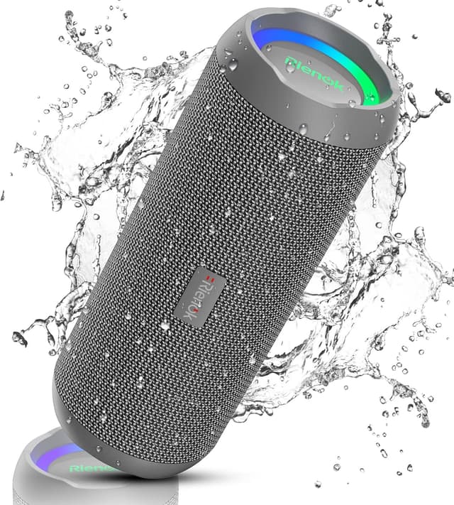Detalle de RIENOK Bluetooth Speaker 30W (IP67) with Dual Pairing, Wireless Music, SD/AUX and RGB Lights