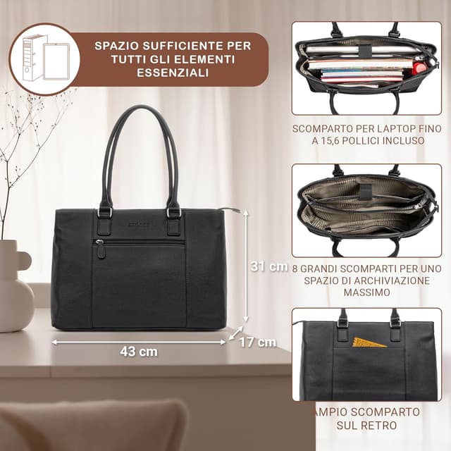 Thumbnail 6 de STILORD Marika Borsa Laptop 15,6 pelle nera