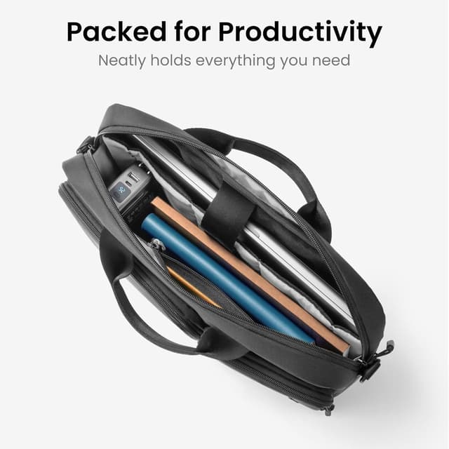 Detalle de tomtoc A33 Laptop Shoulder Bag for 13–14 inch laptops (water-resistant case) with organised document storage