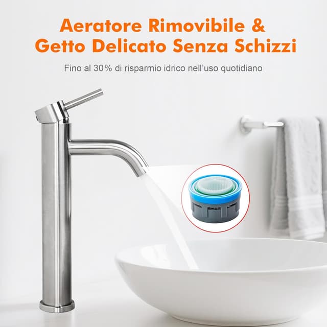Detalle de Ibergrif M11203A rubinetto bagno classico miscelatore monocomando per lavabo in acciaio inox spazzolato