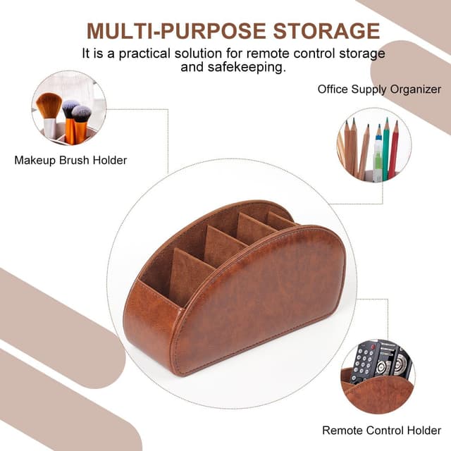 Detalle de WAYIFON Fernbedienungshalter mit 5 Taschen (M-Braun) – Ordnung für TV-, DVD-, 4K-Stick- und Blu-ray-Fernbedienungen