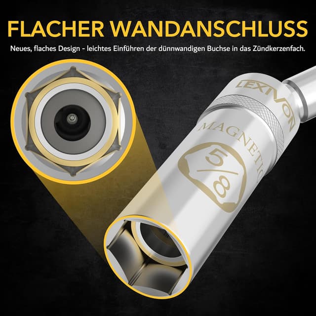 Thumbnail 6 de LEXIVON Zündkerzenschlüssel LX-122 für 16 mm Zündkerzen, 25 cm, schwenkbar mit magnetischem Einsatz (Cr-V-Stahl)