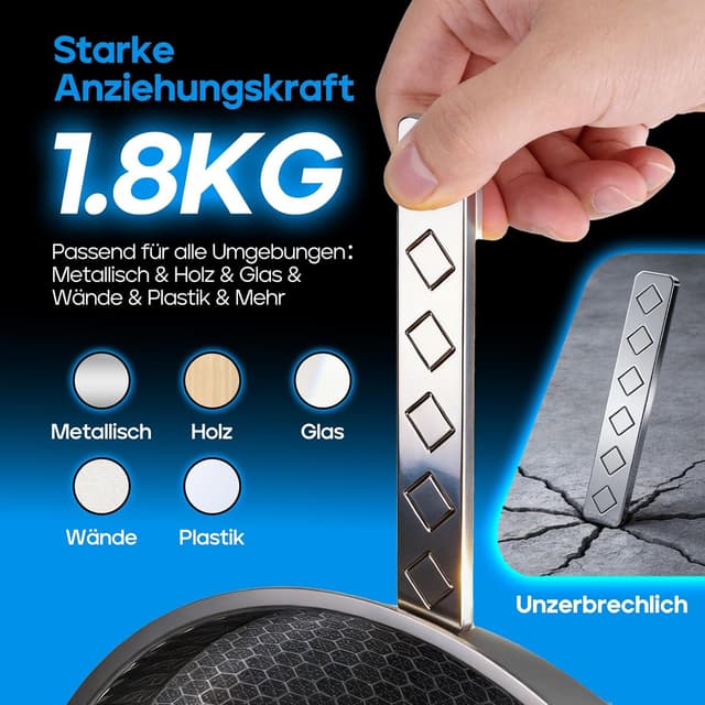 Detalle 2 de Giantzhong Magnetstreifen selbstklebend (8 Stück) – extra stark für Küche, Büro & Kühlschrank