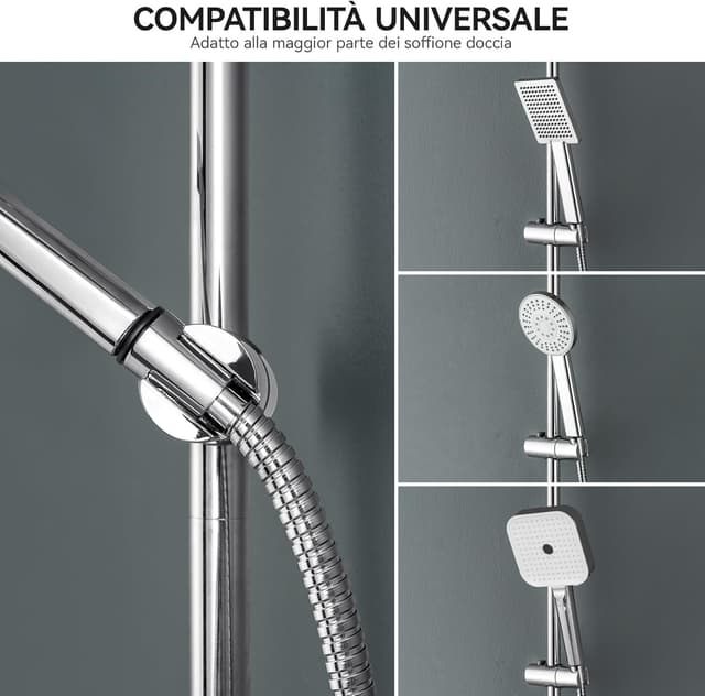 Detalle 2 de Auralum Saliscendi Doccia Acciaio Inox 90 cm con asta regolabile e supporto per soffione cromato