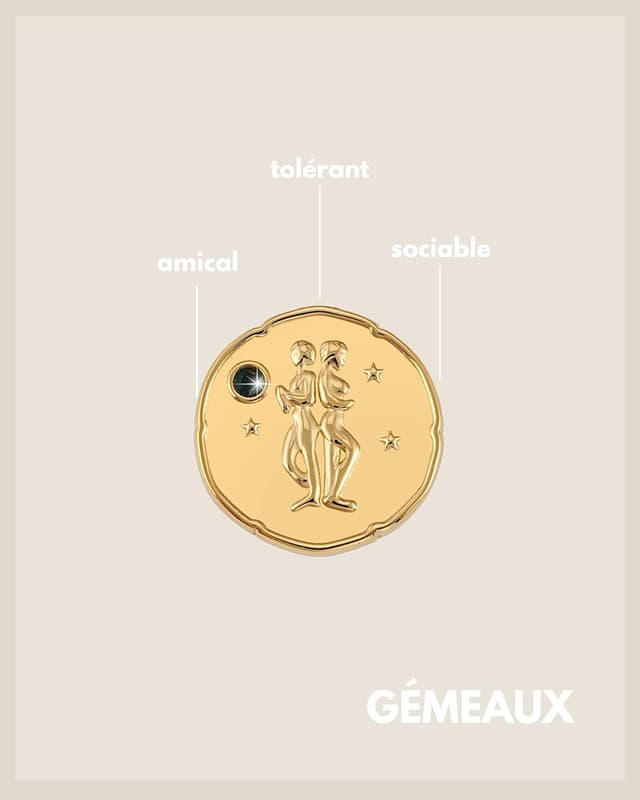 Detalle de GD GOOD.designs EST. 2015 collier en or avec pierre de naissance et pendentif zodiaque (or 18K)