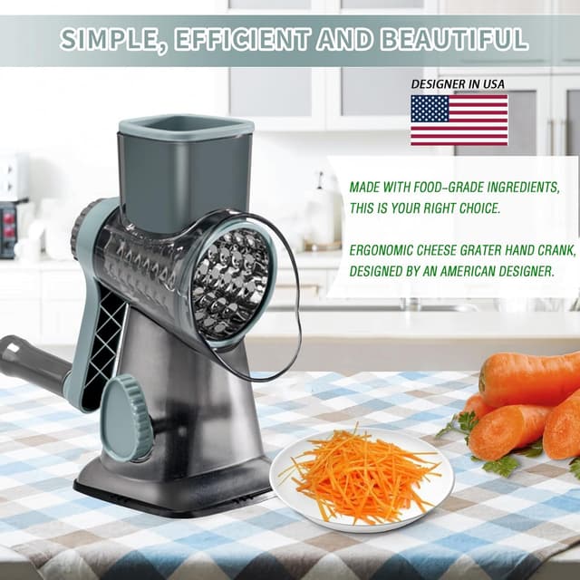 Detalle 2 de Eleko Meyar Cheese Grater with Handle Manual Rotary 1️⃣🧀