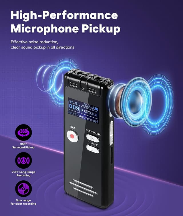 Thumbnail 1 de ZIPCIDE 64GB Digital Voice Recorder 4800h 🎙