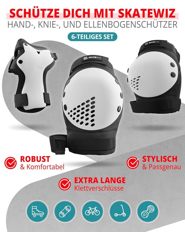 Detalle 2 de SKATEWIZ Inliner Schoner Größe L Schwarz Weiß