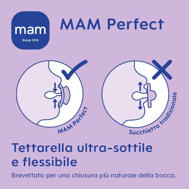 Detalle 2 de MAM Perfect confezione doppia succhietto 16+ mesi (set da 2) in silicone SkinSoft con custodia sterilizzatrice, azzurro