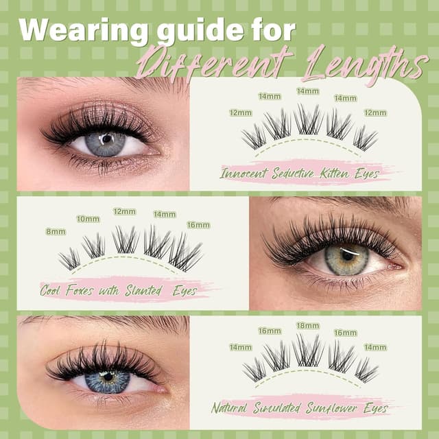 Detalle 2 de KEYYOU Angel lash Clusters Kit (D Curl, 144 pcs) Invisible Band Wispy Lash Extension Kit for DIY