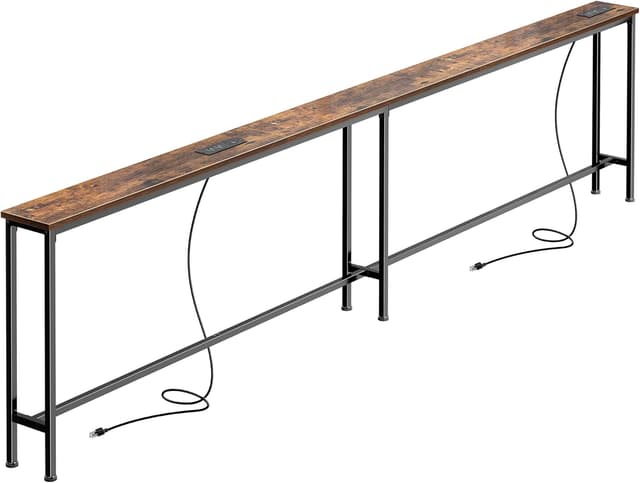 Detalle de SUPERJARE 102-Inch Sofa Table with Power Outlets and USB-C Ports (5.9-Inch Narrow Console)
