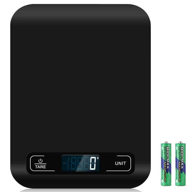 Detalle de Digitale Küchenwaage mit LCD-Display, Tara-Funktion & 1-g-Schritten (schwarz)