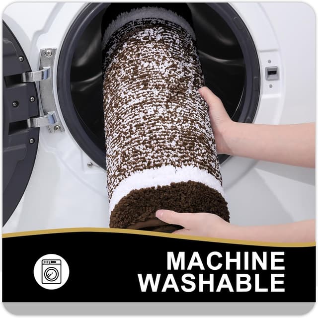 Detalle 2 de OLANLY Microfiber Bathroom Rugs 24x16 (Brown) — Extra Soft, Non-Slip, Machine Washable Bath Mat