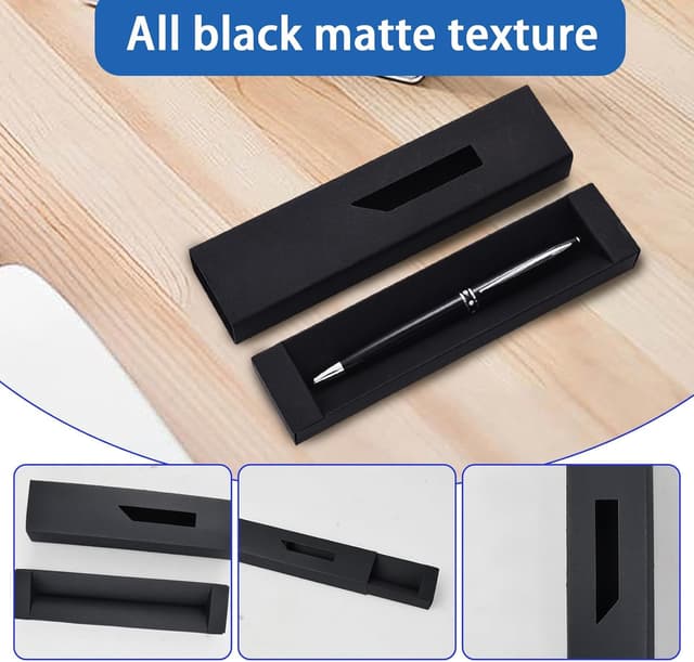 Detalle de 10 Stifte Verpackung Box (18×4×2 cm) – schwarze Geschenkbox für Kugelschreiber, Schmuck & Souvenirs, ohne Fenster (ohne Stift)
