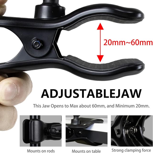 Detalle de HLEESH Jaws Clamp Mount for GoPro Hero Cameras with 360° Ballhead and 1/4” Thread (desk webcam stand)