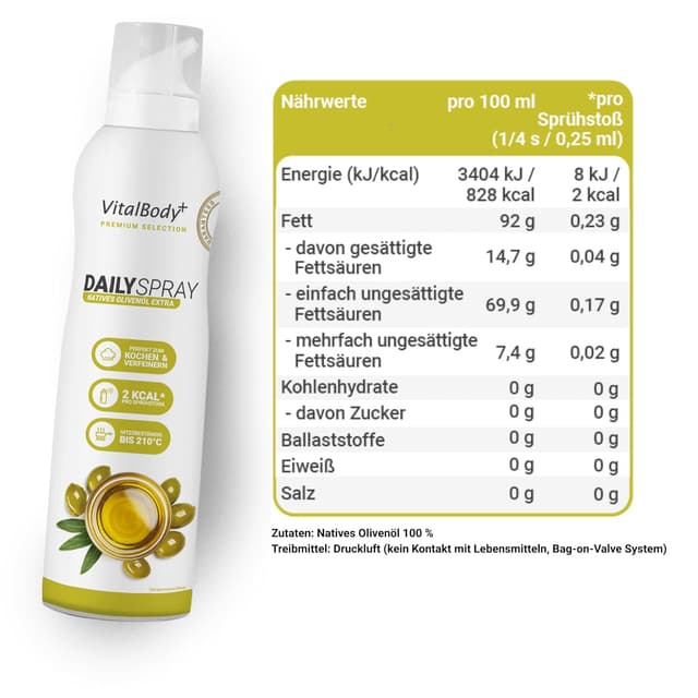 Thumbnail 1 de VitalBody+ DailySpray 2 kcal Ölspray 🫒
