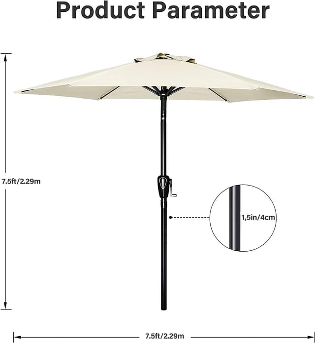 Detalle de Simple Deluxe 2.28M patio umbrella