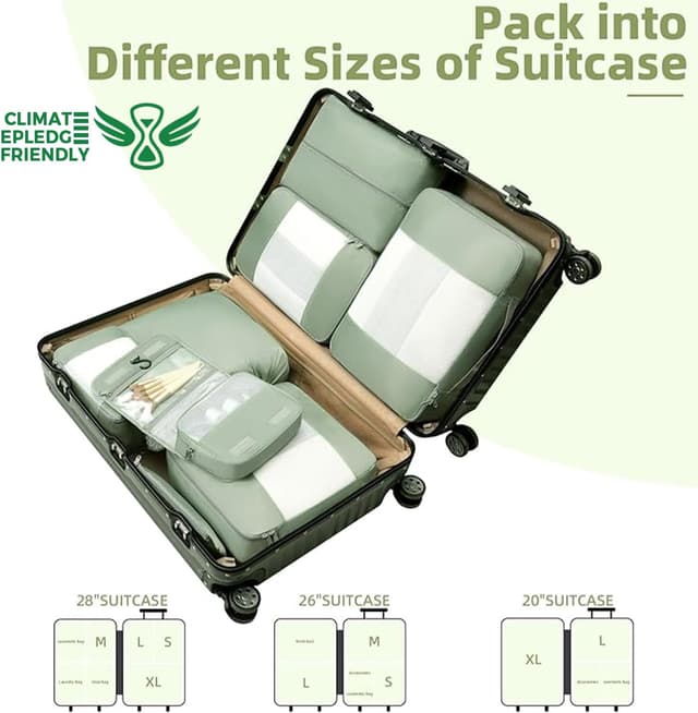 Thumbnail 6 de BAGAIL 8er-Set Packwürfel mit sichtbarem Mesh (Matcha-Grün) für Reise- & Handgepäck-Organisation