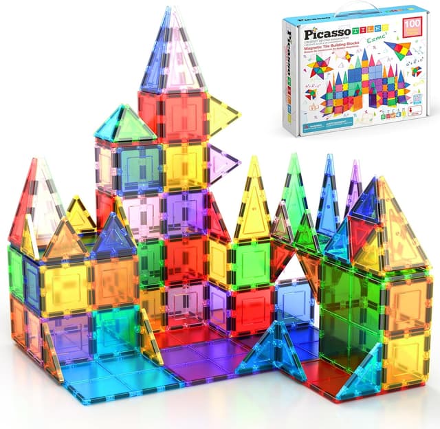 Detalle de PicassoTiles 100 Piece Set of clear magnetic building tiles (100pcs)