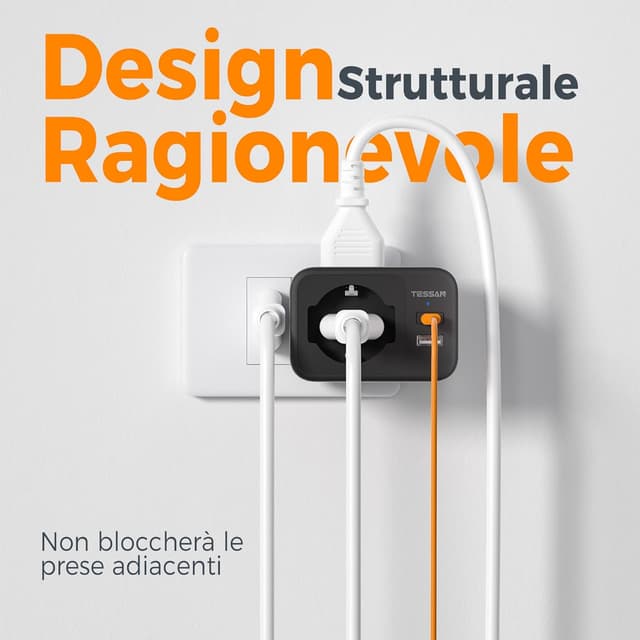 Thumbnail 4 de TESSAN Presa Multipla 2500W con USB C