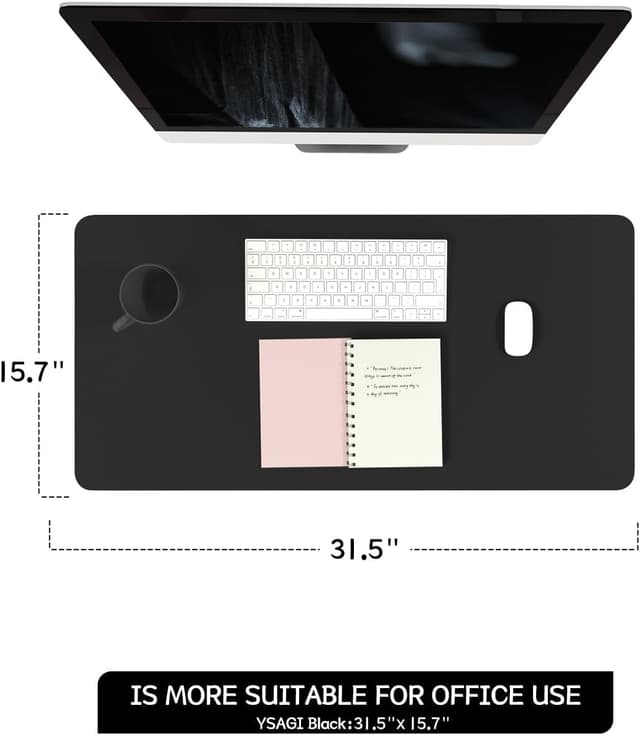 Thumbnail 6 de YSAGi non-slip desk pad (waterproof PVC leather) desk & mouse mat, 80 x 40 cm, black