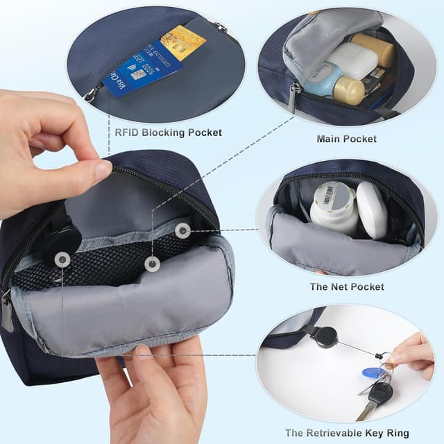 Detalle de Tibroni sac banane / sac de poitrine avec RFID : mini sling bag ajustable pour téléphone et essentiels