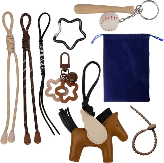 Detalle 2 de Georgie Porgy bag charms keychains set – polyester hanging handbag & backpack accessories