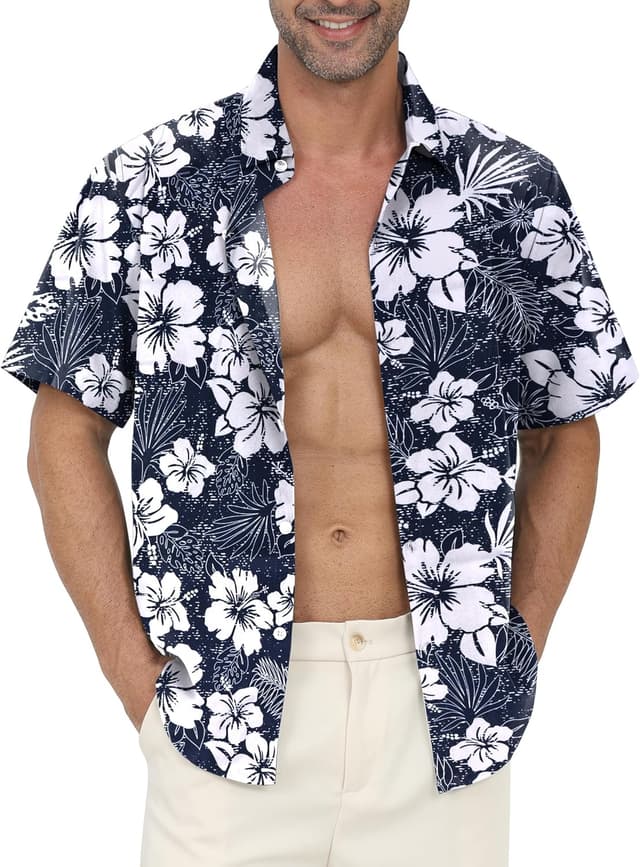 Detalle de Chemise hawaïenne Gavliuu pour homme à manches courtes imprimé tropical