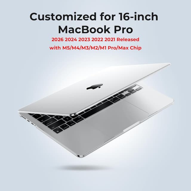 Thumbnail 6 de EooCoo Compatible Hard Shell Case for MacBook Pro 16-inch (2021–2026, M1–M5) – Crystal Clear PC Cover