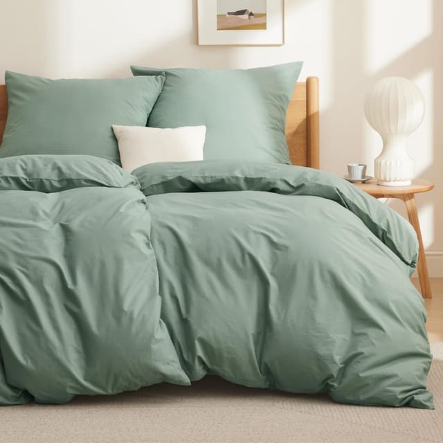 Detalle 2 de BEDSURE Bettwäsche 135x200 Baumwolle 4-teilig Salbeigrün