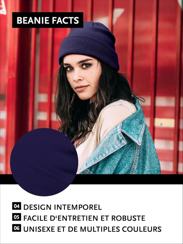 Detalle de DonDon Bonnet Homme/Femme d’hiver en maille – beanie à design classique