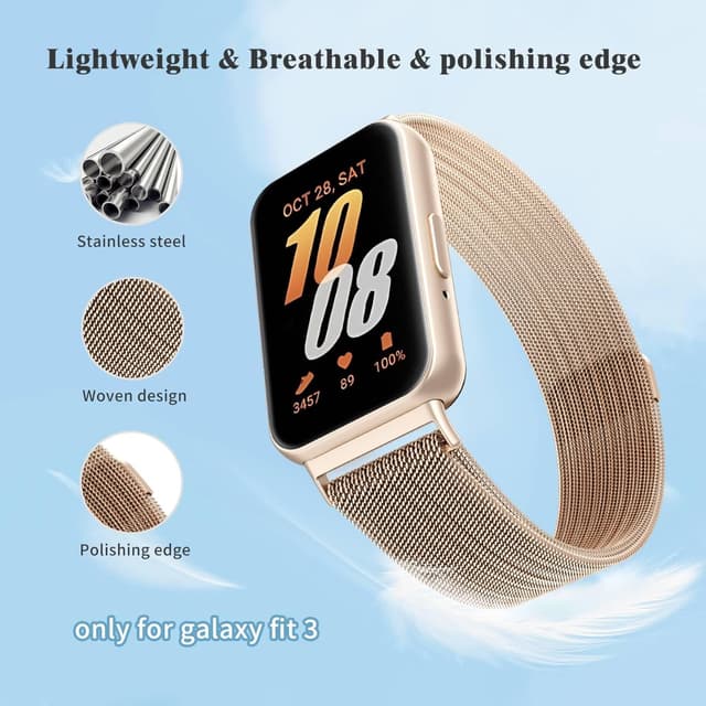 Detalle de Wizvv Galaxy Fit3 metal mesh strap