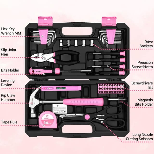 Thumbnail 1 de DEKO Tool Set 62 Pieces pink DIY kit