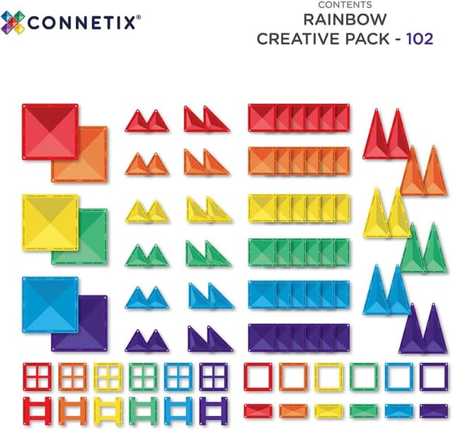 Detalle 2 de CONNETIX Piastrelle Magnetiche Arcobaleno Creative Pack da 102 pezzi