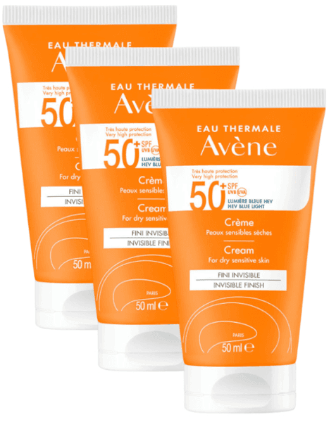 Detalle de Avène Crema Solar SPF50+ - Protección máxima 3x50 ml ☀