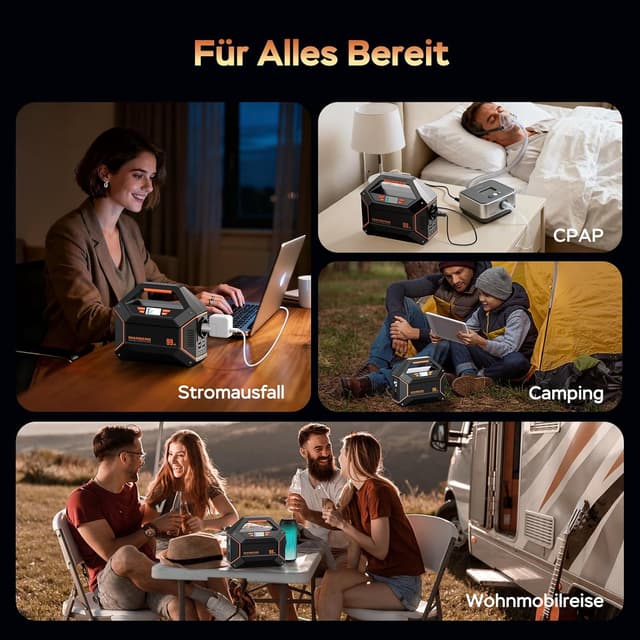 Detalle 2 de MARBERO Tragbare Powerstation mit 230V Steckdose (99 Wh / 27.000 mAh), 150W AC, USB & DC sowie LED-SOS-Notlicht