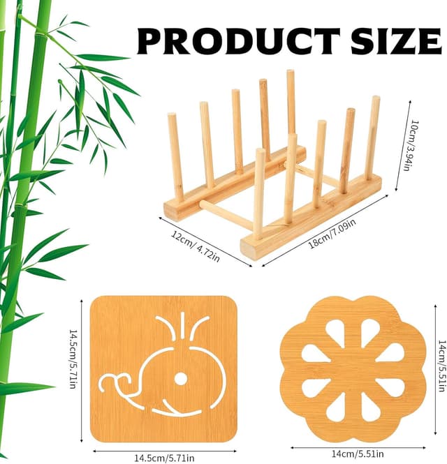 Detalle 2 de SiGuLiKeJi 8 Piece wooden trivet set