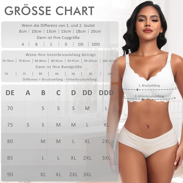 Detalle 2 de Ganado nahtloser BH Damen ohne Bügel mit tiefem V-Ausschnitt – Soft BHS Bralette